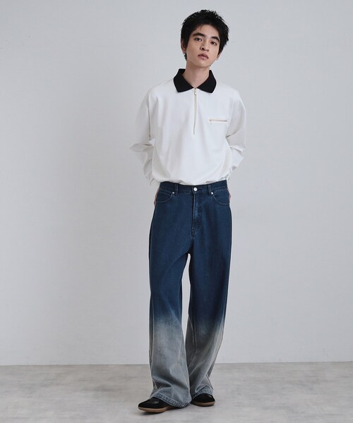 tk.TAKEO KIKUCHI(ティーケータケオキクチ)の「ポロ衿ハーフジップ(ポロシャツ・メンズ・ブラック/ホワイト/ブラウン系その他・02/03)」の10枚目の写真