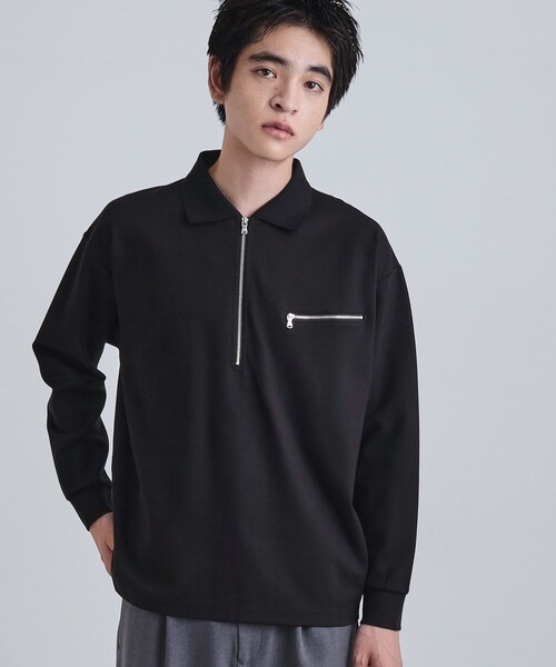 tk.TAKEO KIKUCHI(ティーケータケオキクチ)の「ポロ衿ハーフジップ(ポロシャツ・メンズ・ブラック/ホワイト/ブラウン系その他・02/03)」の8枚目の写真