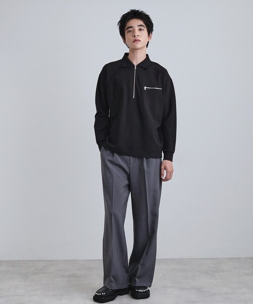 tk.TAKEO KIKUCHI(ティーケータケオキクチ)の「ポロ衿ハーフジップ(ポロシャツ・メンズ・ブラック/ホワイト/ブラウン系その他・02/03)」の7枚目の写真