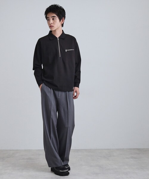 tk.TAKEO KIKUCHI(ティーケータケオキクチ)の「ポロ衿ハーフジップ(ポロシャツ・メンズ・ブラック/ホワイト/ブラウン系その他・02/03)」の6枚目の写真