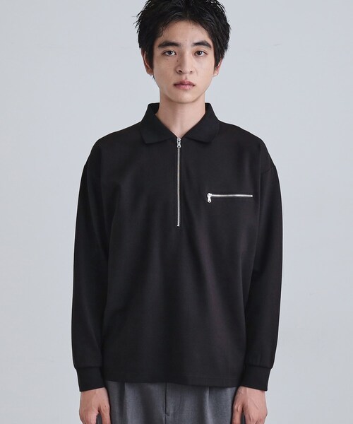 tk.TAKEO KIKUCHI(ティーケータケオキクチ)の「ポロ衿ハーフジップ(ポロシャツ・メンズ・ブラック/ホワイト/ブラウン系その他・02/03)」の21枚目の写真