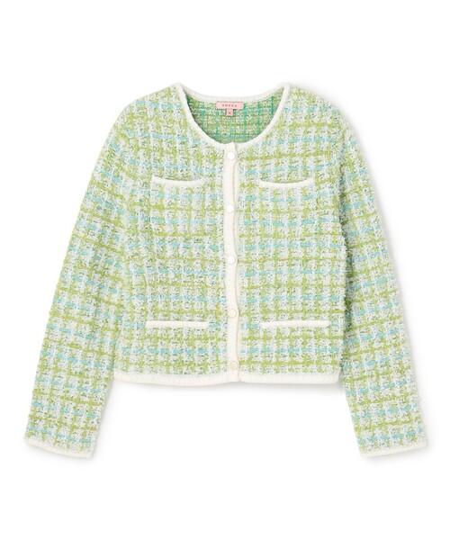 TOCCA(トッカ)の「FLUFFY PATH ニットジャケット(カーディガン/ボレロ・レディース・ライトグリーン系/ブラック系5・SMALL/MEDIUM)」の2枚目の写真