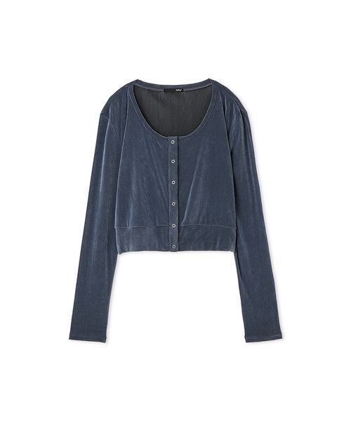 styling/(スタイリング)の「フロッキーチュールカーディガン(カーディガン/ボレロ・レディース・ブラック/カーキ/オフホワイト/ブルー・F)」の4枚目の写真