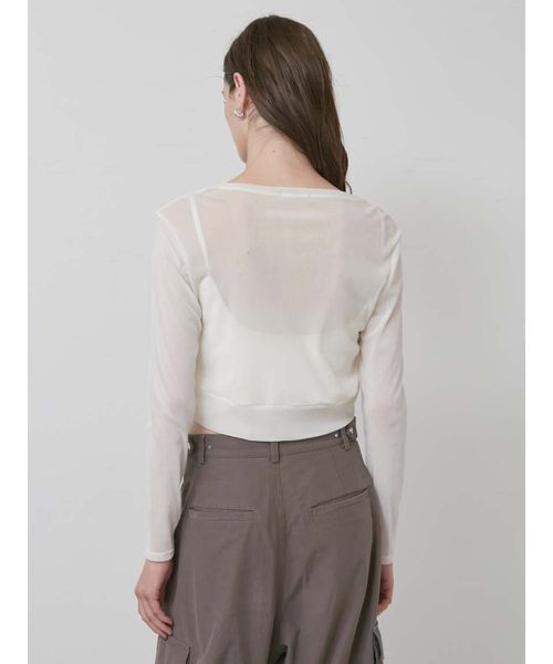 styling/(スタイリング)の「フロッキーチュールカーディガン(カーディガン/ボレロ・レディース・ブラック/カーキ/オフホワイト/ブルー・F)」の7枚目の写真