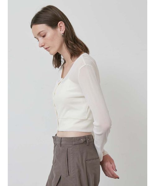 styling/(スタイリング)の「フロッキーチュールカーディガン(カーディガン/ボレロ・レディース・ブラック/カーキ/オフホワイト/ブルー・F)」の8枚目の写真