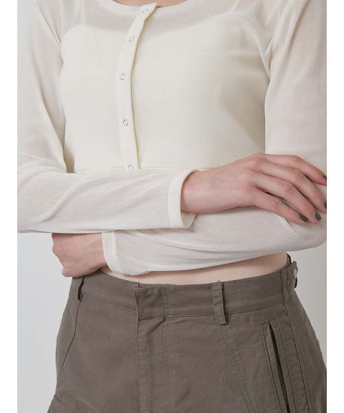 styling/(スタイリング)の「フロッキーチュールカーディガン(カーディガン/ボレロ・レディース・ブラック/カーキ/オフホワイト/ブルー・F)」の10枚目の写真