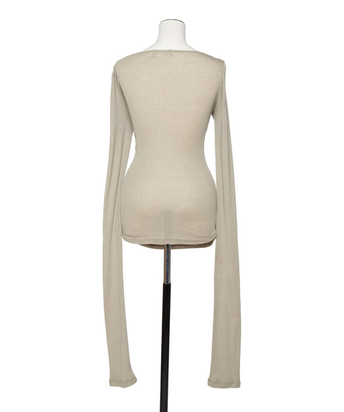 muller of yoshiokubo(ミュラーオブヨシオクボ)の「muller of yoshiokubo ミュラーオブヨシオクボ / KNOTTED TOP リボンノティドトップス / MLF25101(Tシャツ/カットソー・レディース・ライトベージュ/カーキ/ブラック・36/38)」の5枚目の写真