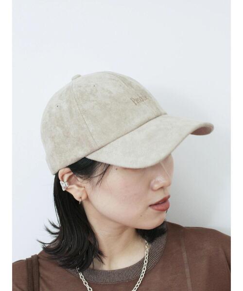 Samansa Mos2 blue（サマンサモスモスブルー）の「スエードロゴ刺繍キャップ（ハット・レディース・ブラック/ライトベージュ/ブラウン・F）」の3枚目の写真