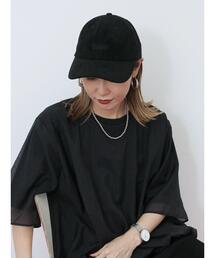 Samansa Mos2 blue | スエードロゴ刺繍キャップ(ハット)