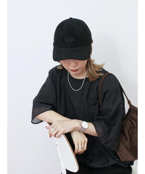 Samansa Mos2 blue（サマンサモスモスブルー）の「スエードロゴ刺繍キャップ（ハット・レディース・ブラック/ライトベージュ/ブラウン・F）」の16枚目の写真