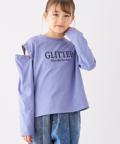 coca（coca）（コカ）の「キッズ　肩ボタンあき長袖Tシャツ（Tシャツ/カットソー・キッズ・パープル/ブラック・120/150/130/140）」の3枚目の写真