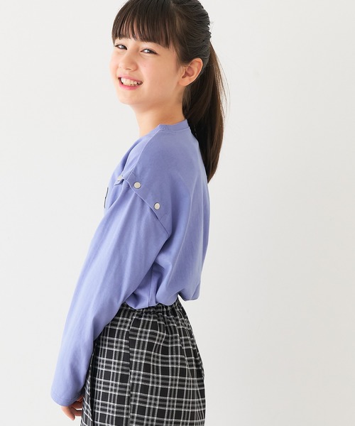 coca（coca）（コカ）の「キッズ　肩ボタンあき長袖Tシャツ（Tシャツ/カットソー・キッズ・パープル/ブラック・120/150/130/140）」の9枚目の写真