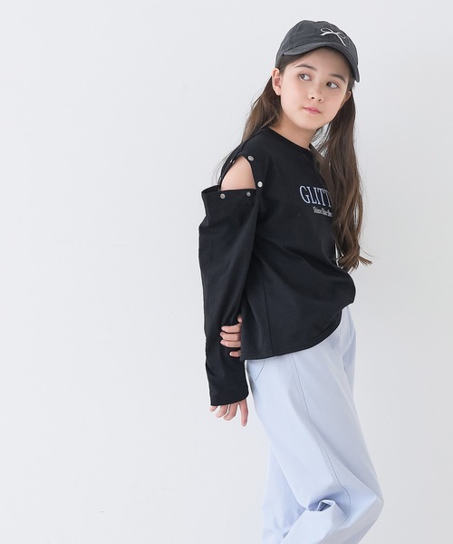 coca（coca）（コカ）の「キッズ　肩ボタンあき長袖Tシャツ（Tシャツ/カットソー・キッズ・パープル/ブラック・120/150/130/140）」の12枚目の写真