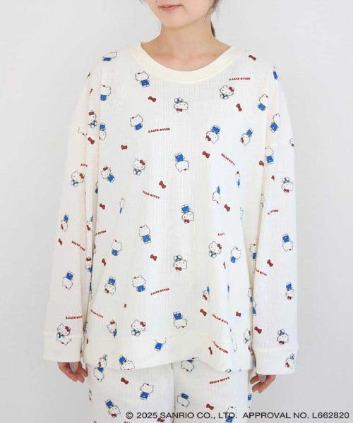 sanrio（サンリオ）の「ハローキティワッフルルームウェア上下セット（ルームウェア/パジャマ・レディース・オフホワイト/クリーム・FREE）」の6枚目の写真