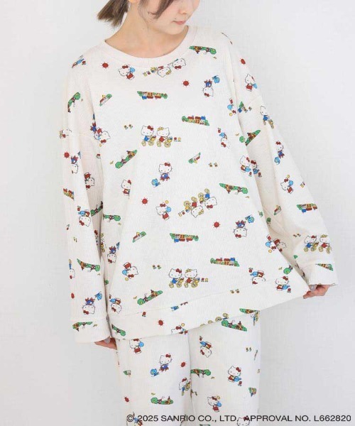 sanrio（サンリオ）の「ハローキティワッフルルームウェア上下セット（ルームウェア/パジャマ・レディース・オフホワイト/クリーム・FREE）」の9枚目の写真