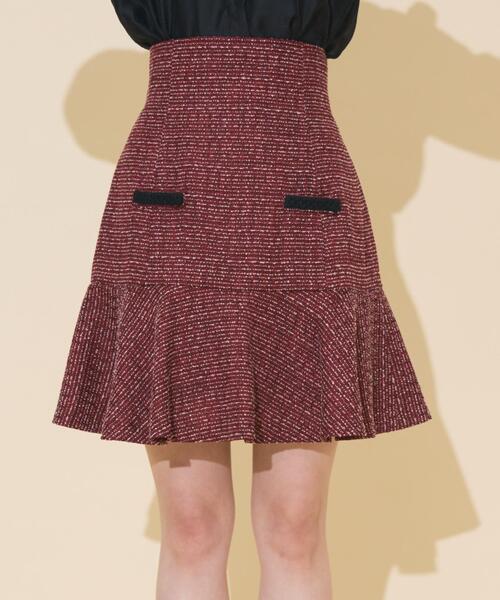 WILLSELECTION（ウィルセレクション）の「ブレードデザインツイードミニスカート（スカート・レディース・ラベンダー/ボルドー/チャコールグレー・FREE）」の5枚目の写真