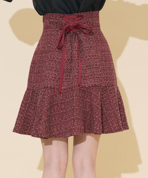 WILLSELECTION（ウィルセレクション）の「ブレードデザインツイードミニスカート（スカート・レディース・ラベンダー/ボルドー/チャコールグレー・FREE）」の7枚目の写真