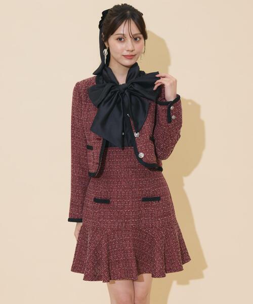 WILLSELECTION（ウィルセレクション）の「ブレードデザインツイードミニスカート（スカート・レディース・ラベンダー/ボルドー/チャコールグレー・FREE）」の13枚目の写真