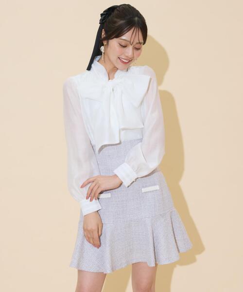 WILLSELECTION（ウィルセレクション）の「ブレードデザインツイードミニスカート（スカート・レディース・ラベンダー/ボルドー/チャコールグレー・FREE）」の16枚目の写真