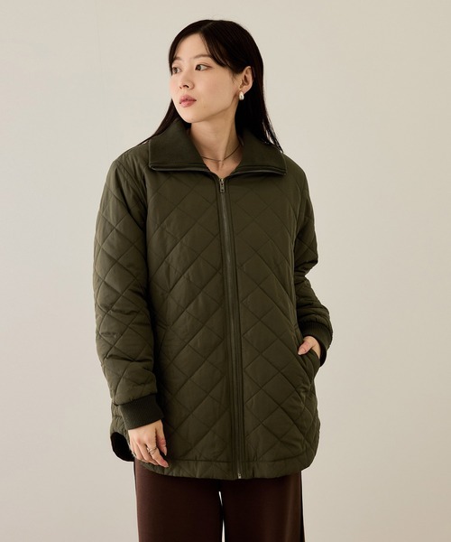 NAVY(ネイビー)の「nAvy グラムス キルトスタンドブルゾン【軽量 裏地フリース 撥水加工 手洗いOK】(ブルゾン・レディース・ブラック/カーキ/オフホワイト・L/M)」の15枚目の写真