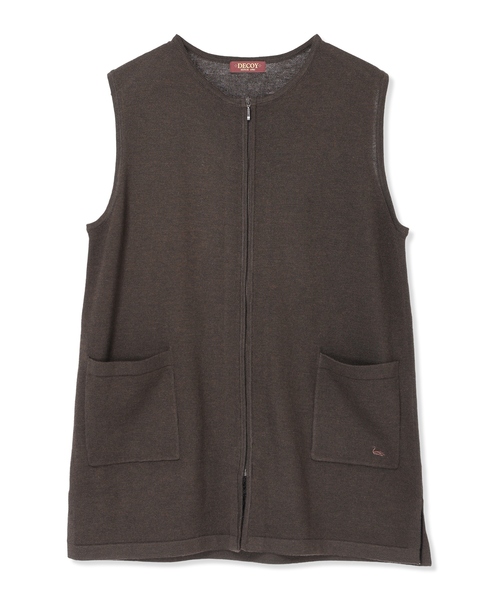 DECOY SINCE 1981（デコイシンスイチキュウハチイチ）の「ニットロングジレ【大きいサイズあり】（カーディガン/ボレロ・レディース・チャコールグレー/ブラウン・M/L/LL/3L/4L）」の3枚目の写真