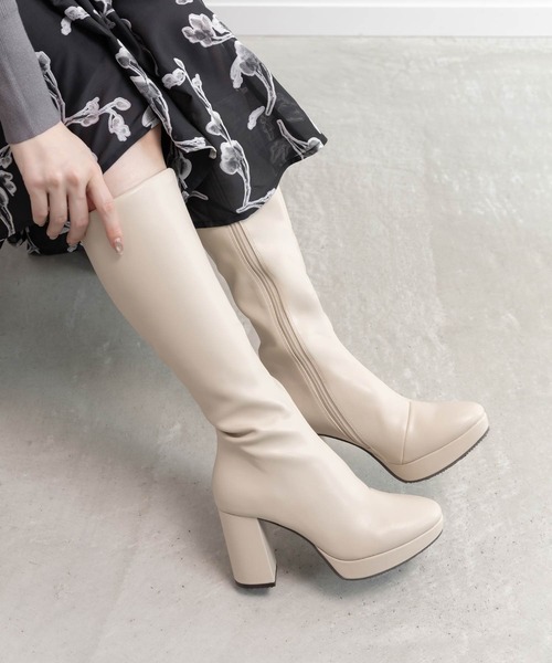 ランダ　RANDA 晴雨兼用 ストレッチ ラウンドトゥストームロングブーツ 晴雨兼用 ストレッチ ラウンドトゥストームロングブーツ（ブーツ