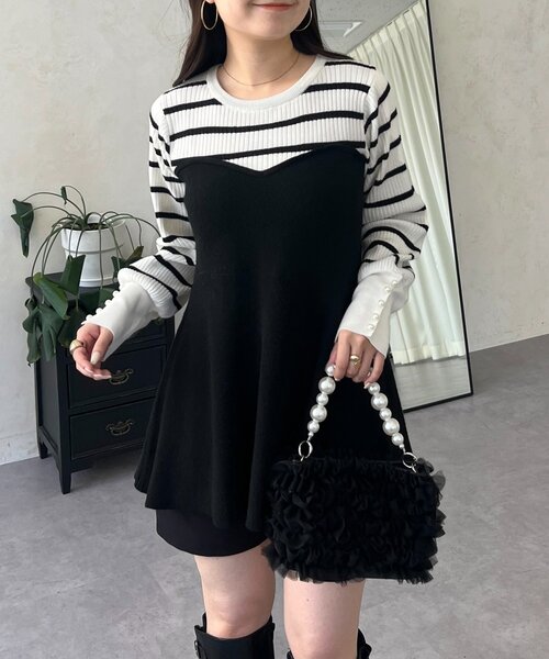 prose verse（プロズヴェール）の「ペプラムビスチェドッキングニット（ニット/セーター・レディース・アイボリー/グレー/ホワイト系その他・MEDIUM/LARGE）」の2枚目の写真