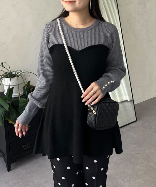 prose verse（プロズヴェール）の「ペプラムビスチェドッキングニット（ニット/セーター・レディース・アイボリー/グレー/ホワイト系その他・MEDIUM/LARGE）」の3枚目の写真