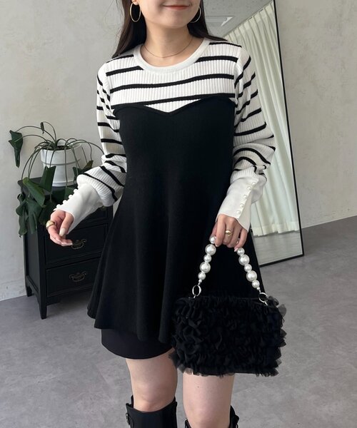 prose verse（プロズヴェール）の「ペプラムビスチェドッキングニット（ニット/セーター・レディース・アイボリー/グレー/ホワイト系その他・MEDIUM/LARGE）」の5枚目の写真