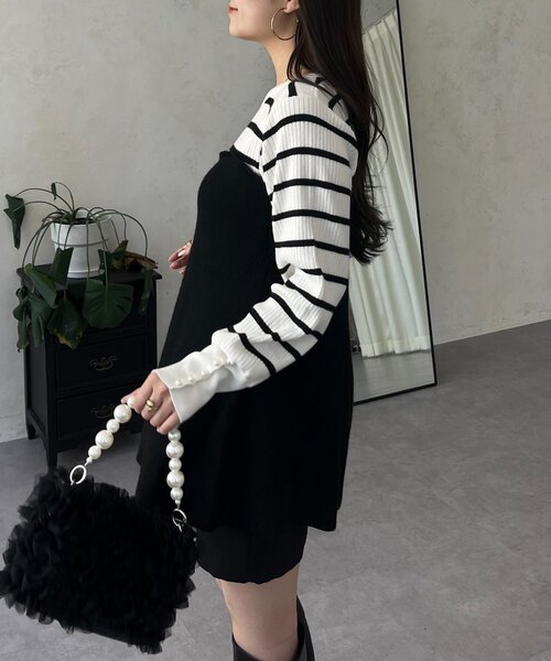 prose verse（プロズヴェール）の「ペプラムビスチェドッキングニット（ニット/セーター・レディース・アイボリー/グレー/ホワイト系その他・MEDIUM/LARGE）」の6枚目の写真