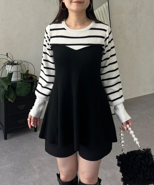 prose verse（プロズヴェール）の「ペプラムビスチェドッキングニット（ニット/セーター・レディース・アイボリー/グレー/ホワイト系その他・MEDIUM/LARGE）」の9枚目の写真