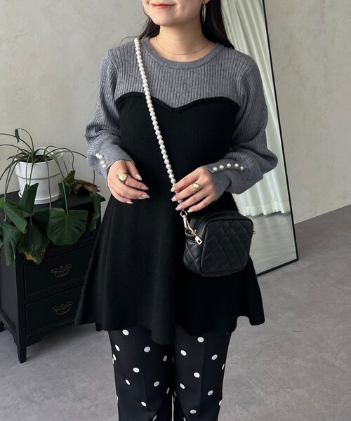 prose verse（プロズヴェール）の「ペプラムビスチェドッキングニット（ニット/セーター・レディース・アイボリー/グレー/ホワイト系その他・MEDIUM/LARGE）」の18枚目の写真