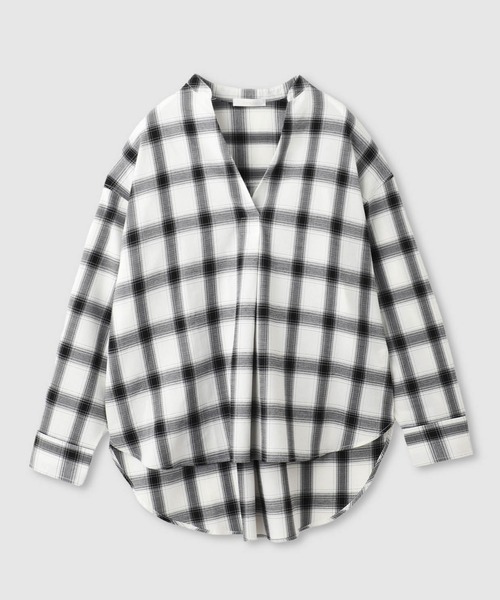 Mac-House(マックハウス)の「milli de l'air Key-Neck Check Blouse/キーネックチェックブラウス(シャツ/ブラウス・レディース・ブラック/オフホワイト・M)」の19枚目の写真