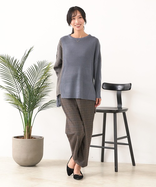 fort point(フォーポイント)の「【C-FORTPOINT/フォートポイント】パッチワーク配色 ニットプルオーバー(ニット/セーター・レディース・マスタード/ダークブルー/アイボリー/カーキ・MEDIUM)」の13枚目の写真