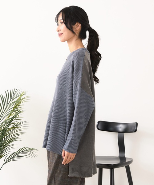 fort point(フォーポイント)の「【C-FORTPOINT/フォートポイント】パッチワーク配色 ニットプルオーバー(ニット/セーター・レディース・マスタード/ダークブルー/アイボリー/カーキ・MEDIUM)」の17枚目の写真