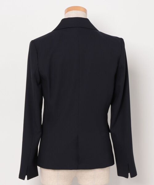 m.f.editorial（エムエフエディトリアル）の「【ストレッチ ウォッシャブル】m.f.エディトリアル レディース 1ボタン ジャケット + テーパード パンツ ビジネス セットアップ スーツ シャドーストライプ紺（スーツセット・レディース・ネイビー・S/MEDIUM/LARGE/X-LARGE）」の3枚目の写真