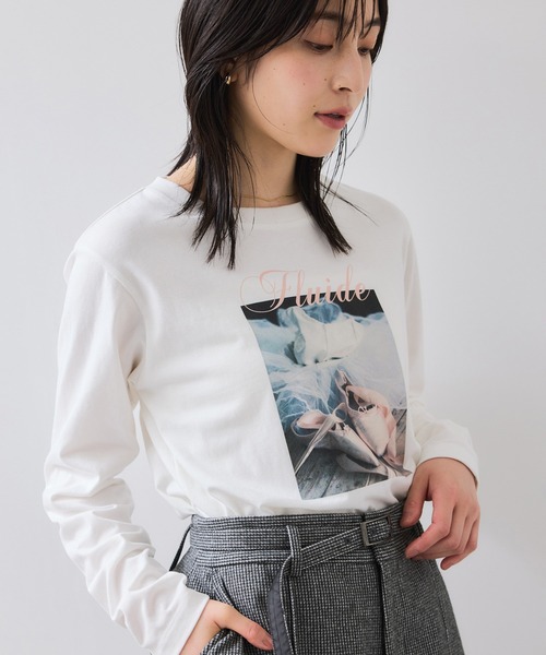 VIS(ビス)の「フォト&ロゴアソートロングスリーブTシャツ(Tシャツ/カットソー・レディース・ホワイト/ホワイト系その他/ベージュ・FREE)」の9枚目の写真