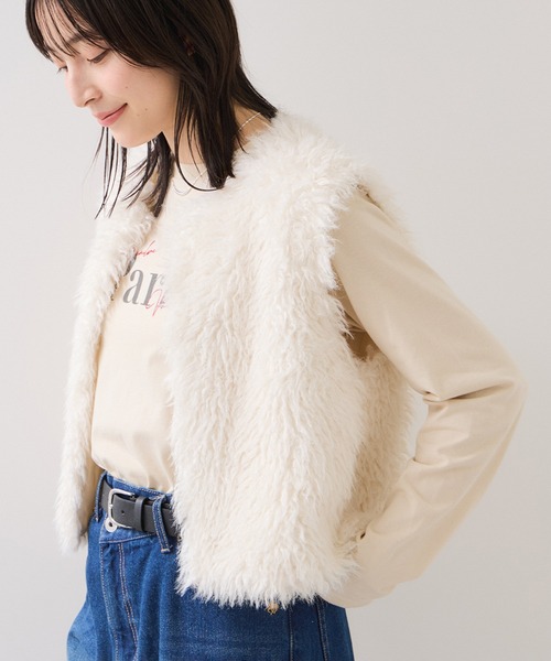 VIS(ビス)の「フォト&ロゴアソートロングスリーブTシャツ(Tシャツ/カットソー・レディース・ホワイト/ホワイト系その他/ベージュ・FREE)」の8枚目の写真