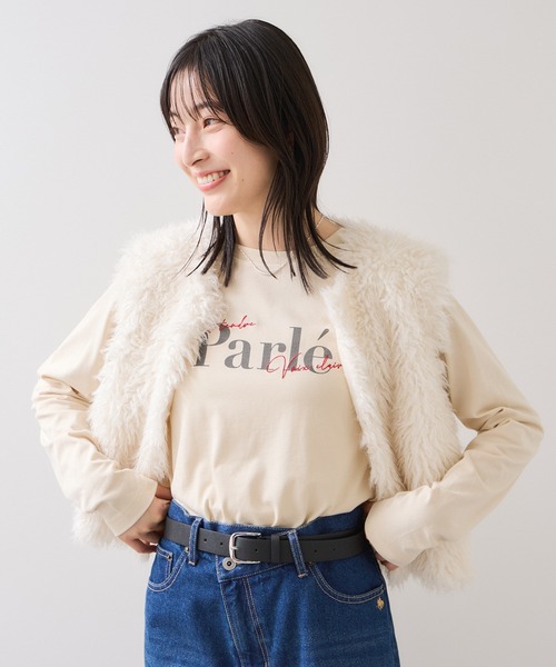 VIS(ビス)の「フォト&ロゴアソートロングスリーブTシャツ(Tシャツ/カットソー・レディース・ホワイト/ホワイト系その他/ベージュ・FREE)」の11枚目の写真