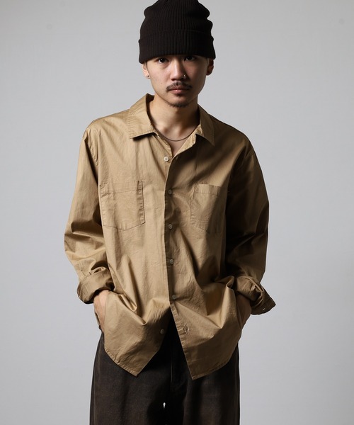 OMNES（オムネス）の「OMNES Another Edition 製品洗いタイプライターワークシャツ 長袖シャツ（シャツ/ブラウス・メンズ・カーキ/ベージュ・L/M）」の9枚目の写真