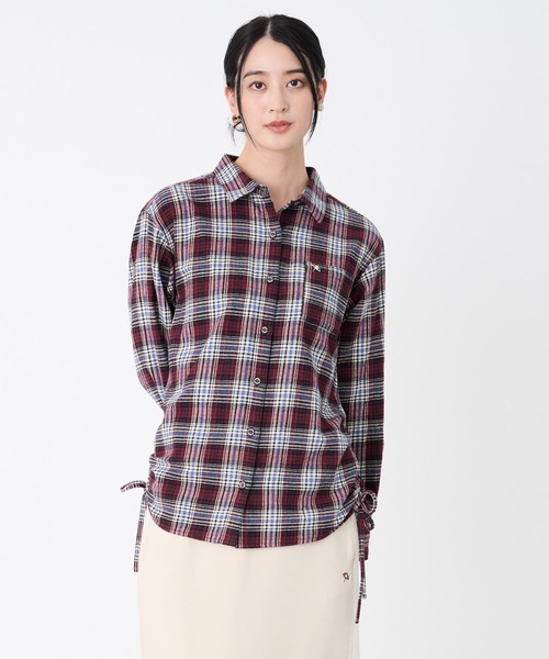 Arnold Palmer(アーノルドパーマー)の「サイドシャーリング 先染めチェック シャツ(シャツ/ブラウス・レディース・ベージュ/ブルー/レッド・S/L/M)」の3枚目の写真