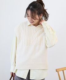 le.coeur blanc | 《WEB限定アイテム》ケーブル柄ニットベスト(ベスト)