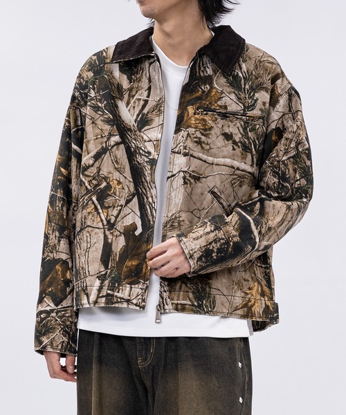 13】リアルツリーカモ 襟コーデュロイ ジャケット（ミリタリー