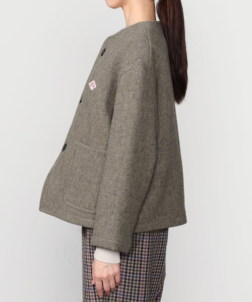 DANTON | ウールライトパイル カラーレスジャケット WOMEN（ノーカラー