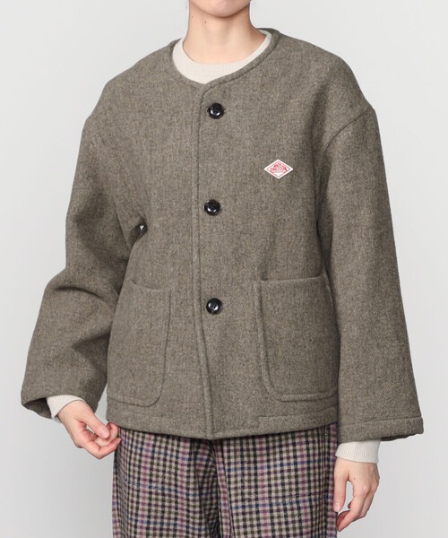 DANTON | ウールライトパイル カラーレスジャケット WOMEN（ノーカラー
