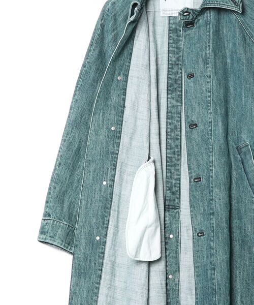 VOAAOV(ヴォアーブ)の「【VOAAOV】 RANDOM CRUNCH DENIM Long Coat - used(デニムジャケット・メンズ・グリーン・2/0/1)」の7枚目の写真
