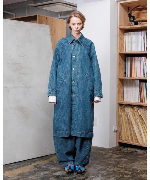 VOAAOV(ヴォアーブ)の「【VOAAOV】 RANDOM CRUNCH DENIM Long Coat - used(デニムジャケット・メンズ・グリーン・2/0/1)」の3枚目の写真