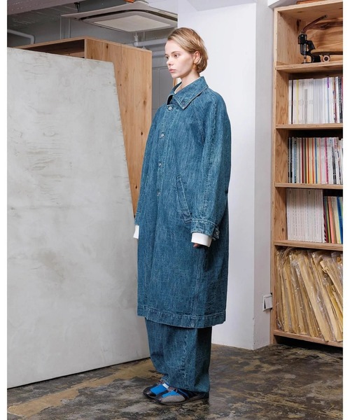 VOAAOV(ヴォアーブ)の「【VOAAOV】 RANDOM CRUNCH DENIM Long Coat - used(デニムジャケット・メンズ・グリーン・2/0/1)」の4枚目の写真