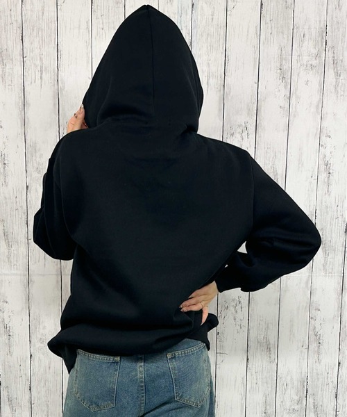 GORGE（ゴージ）の「《ベロアロゴ×バタフライ》レディース 裏起毛 パーカー ビッグシルエット ストリート 秋冬（パーカー・レディース・ボルドー/オフホワイト/ブラック・F）」の7枚目の写真