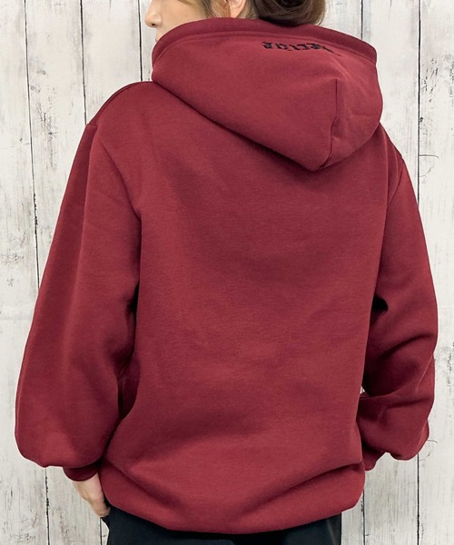 GORGE（ゴージ）の「《ベロアロゴ×バタフライ》レディース 裏起毛 パーカー ビッグシルエット ストリート 秋冬（パーカー・レディース・ボルドー/オフホワイト/ブラック・F）」の15枚目の写真